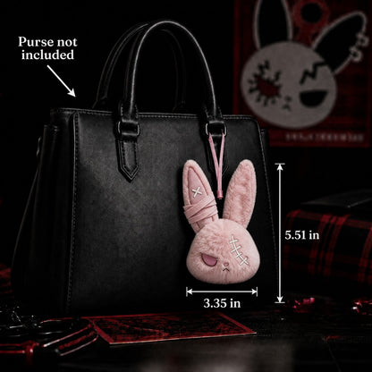 Zombie Pink Plush Bunny Bag Charm Keychain