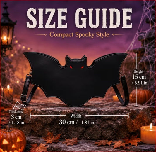 Red Eyes Bat Shoulder Crossbody Bag - Compact Spooky Style Faux Leather Purse