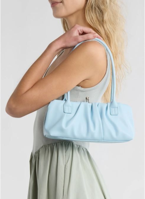 BCBG Blue Ruched Frame Shoulder Bag Purse NWT