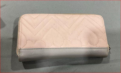 Betsey Johnson Pink Quilted Heart Pattern Leather Shoulder Bag with Matching Zip