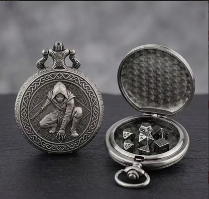 Vintage Style Assassin case with Hidden Dice Set for RPG Games-No actual watch