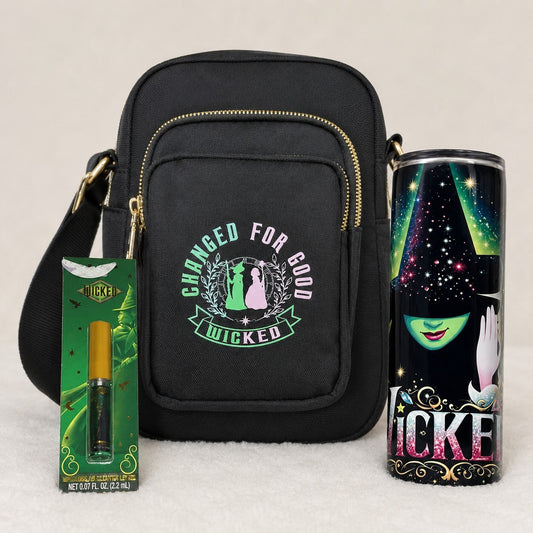 Wicked Musical Themed Party Decor Set with Bag, Lip Oil, and Tumbler nwot
