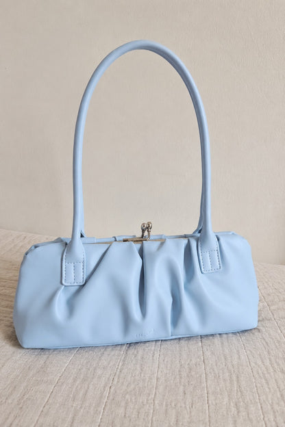 BCBG Blue Ruched Frame Shoulder Bag Purse NWT