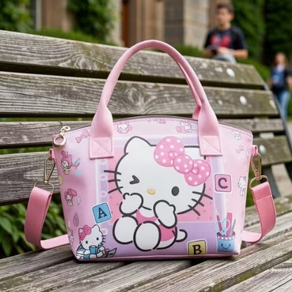 Hello Kitty Pink Tote Bag with Removable Shoulder Strap and Cute Cartoon Design