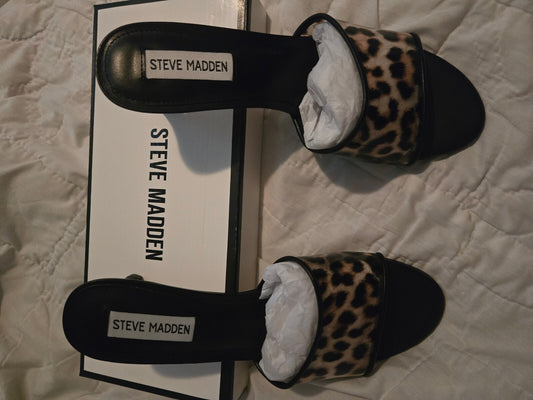 Steve Madden Palomah Leopard Clear Strap Mule Sandals Size 8
