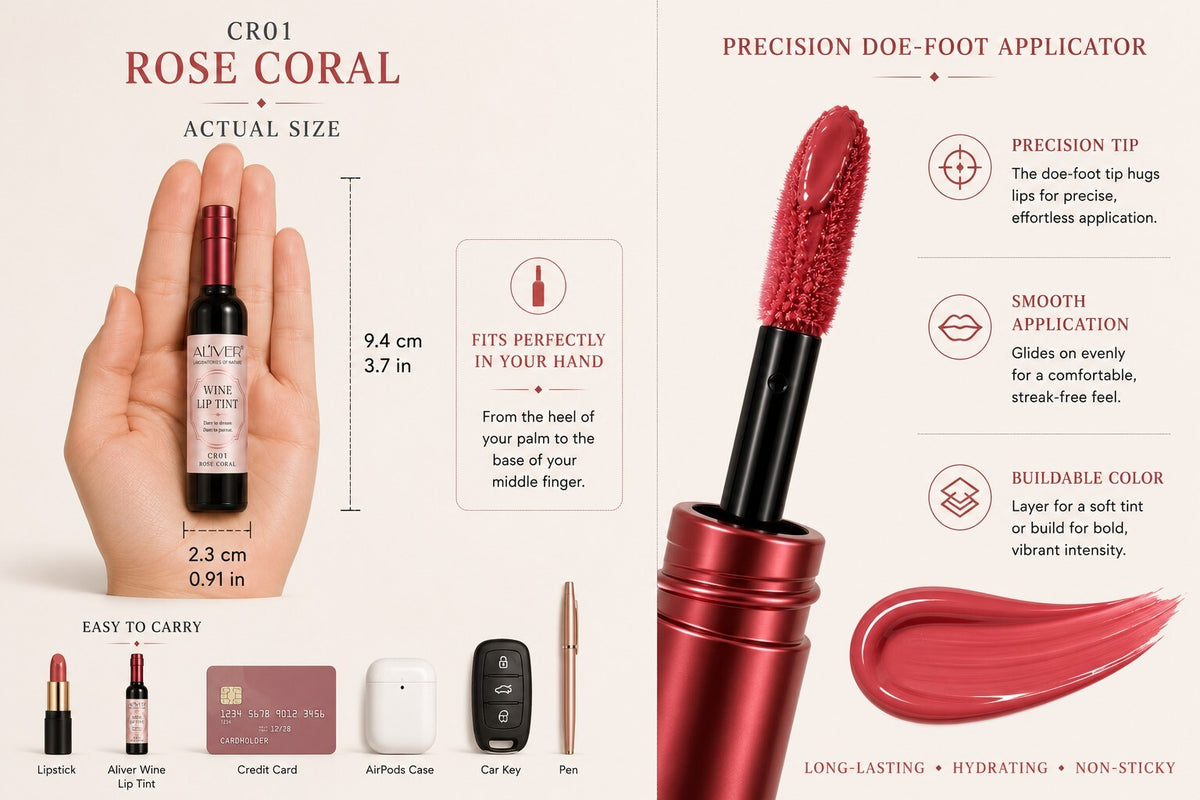 Aliver Wine Lip Tint Rose Coral CR01 New Sealed