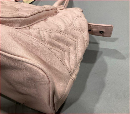 Betsey Johnson Pink Quilted Heart Pattern Leather Shoulder Bag with Matching Zip