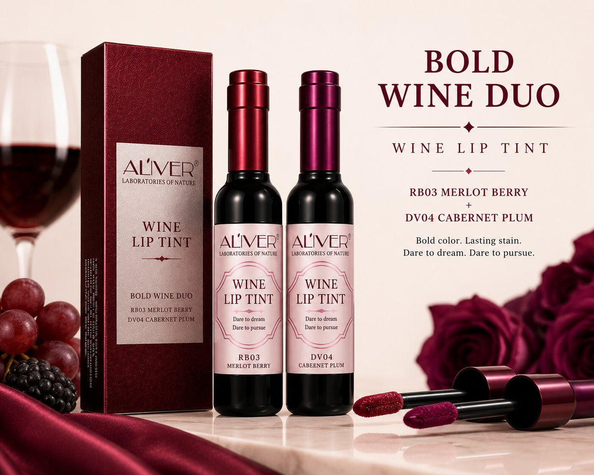 Aliver Wine Lip Tint Duo RD01 Shiraz RD03 Merlot Burgundy New Sealed