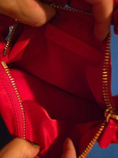 Stoney Clover Lane Red Nylon Ruched Handle Shoulder Bag