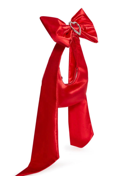 Sugar Thrillz Lady Royal Red Satin Rhinestone Bow Shoulder Bag NWT Dolls Kill