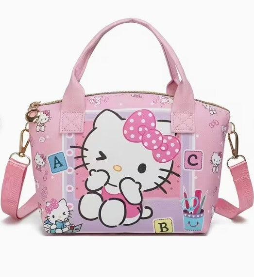 Hello Kitty Pink Tote Bag with Removable Shoulder Strap and Cute Cartoon Design