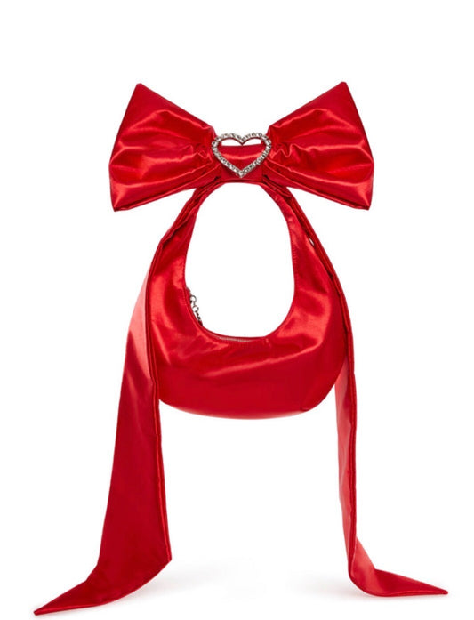 Sugar Thrillz Lady Royal Red Satin Rhinestone Bow Shoulder Bag NWT Dolls Kill