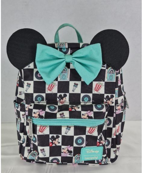 Loungefly Disney Mickey Minnie Mouse Diner Checkered Mini Backpack