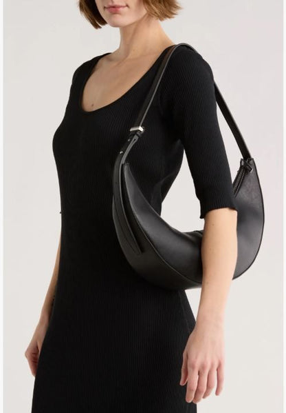 BCBG Black Skinny Crescent Sling Shoulder Bag NWT