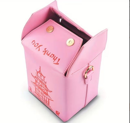 Pink Ustyle Women's Crossbody Bag with Detachable Strap & Chinese Takeaway Box