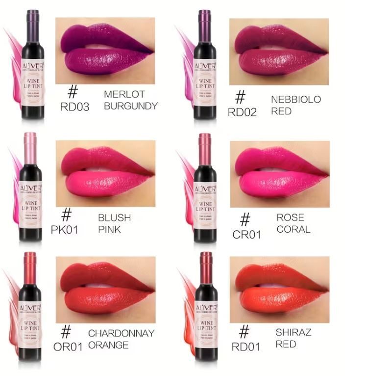 Aliver Wine Lip Tint 6-Color Set New
