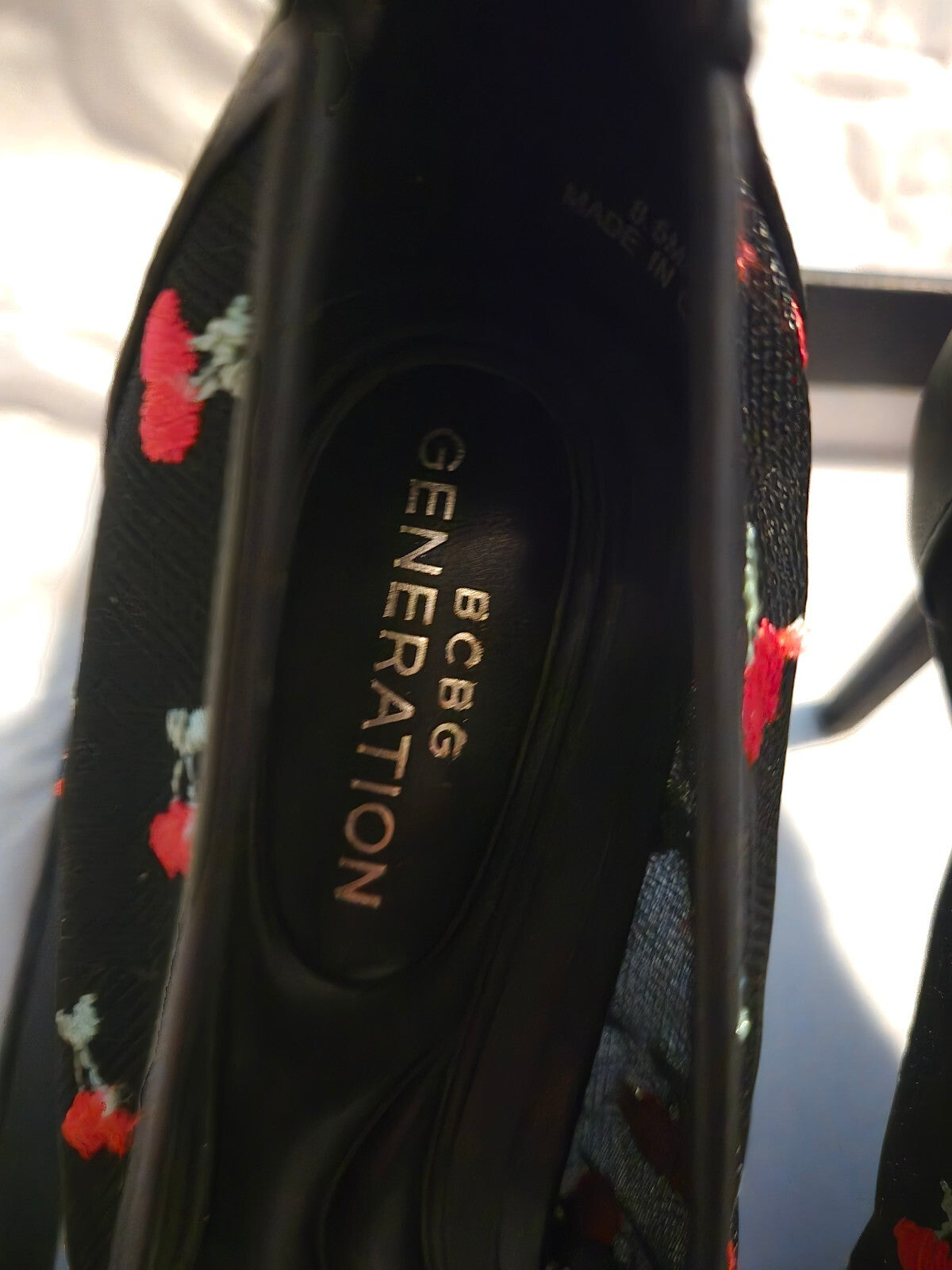 BCBGeneration Black Cherry Embroidered Pointed Toe Pumps