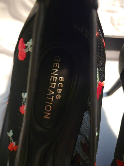 BCBGeneration Black Cherry Embroidered Pointed Toe Pumps