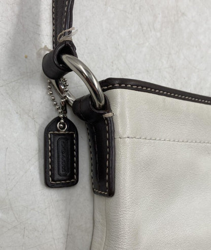 Vintage Coach White Brown Leather Small Crossbody Bag Y2K