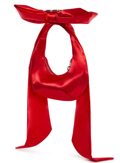 Sugar Thrillz Lady Royal Red Satin Rhinestone Bow Shoulder Bag NWT Dolls Kill