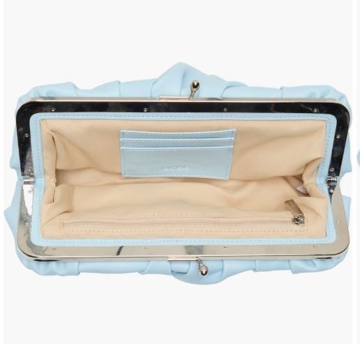 BCBG Blue Ruched Frame Shoulder Bag Purse NWT