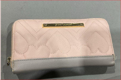 Betsey Johnson Pink Quilted Heart Pattern Leather Shoulder Bag with Matching Zip