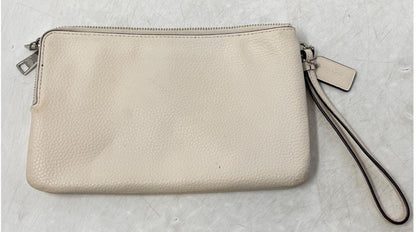 Coach Cherry Print Double Corner Zip Pebble Leather Wristlet Wallet