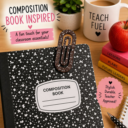 Back to School Teacher Gift Bundle Composition Book Earrings & Paperclips New