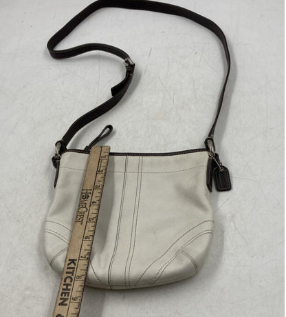 Vintage Coach White Brown Leather Small Crossbody Bag Y2K