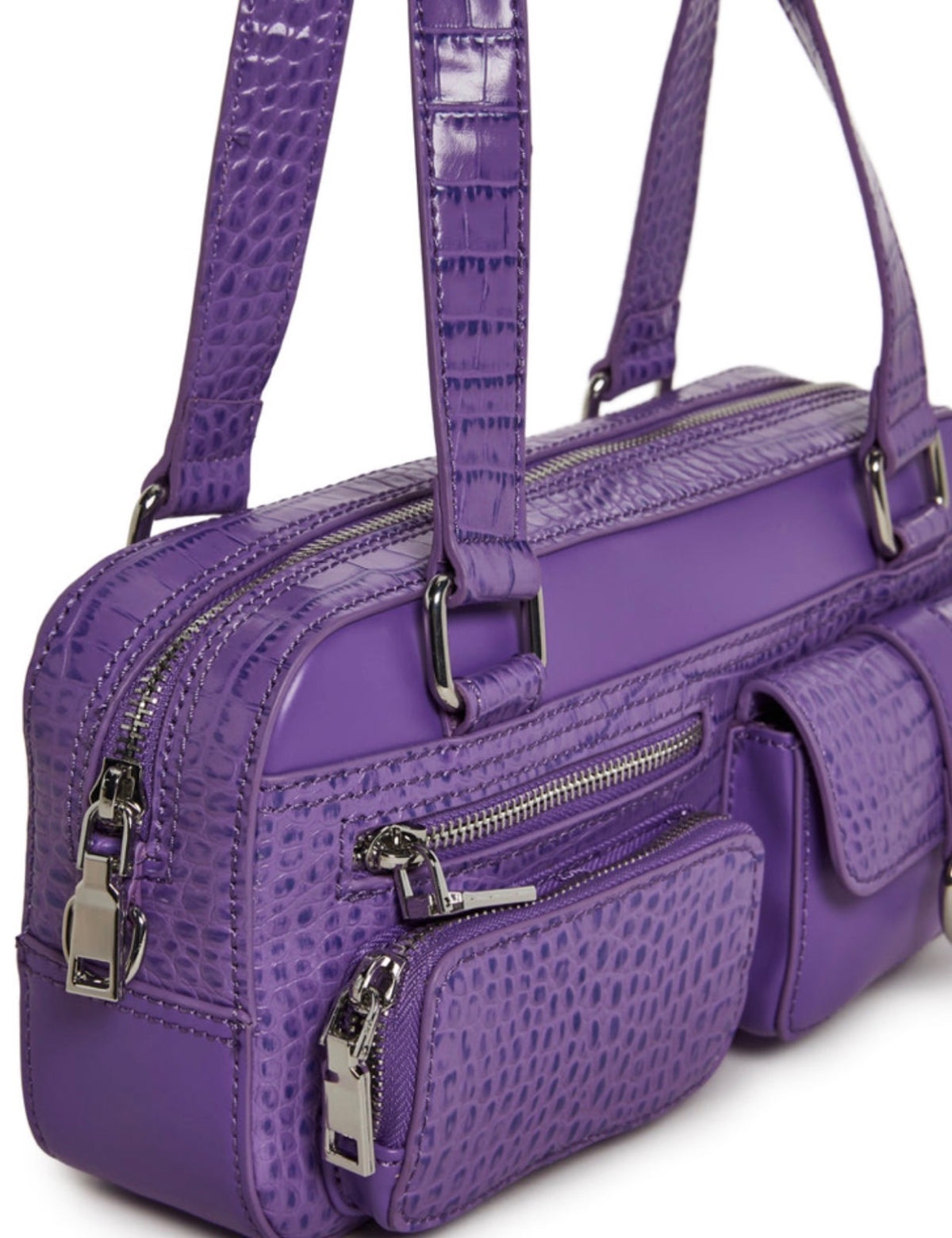NWT Dolls Kill Purple Croc Embossed Y2K Multi-Pocket Shoulder Bag Phone Buzz