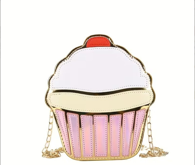 Cupcake Shaped Crossbody Bag with Gold Chain Strap NWOT