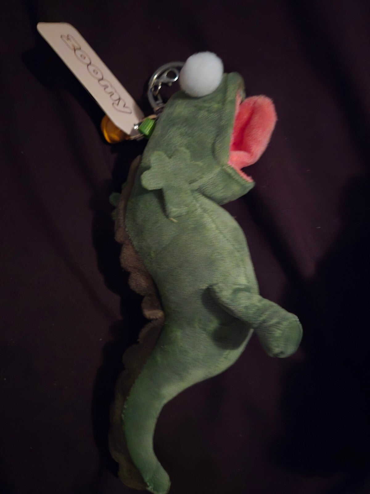Candace Green Plush Lizard Keychain with Pink Mouth and Big Eyes