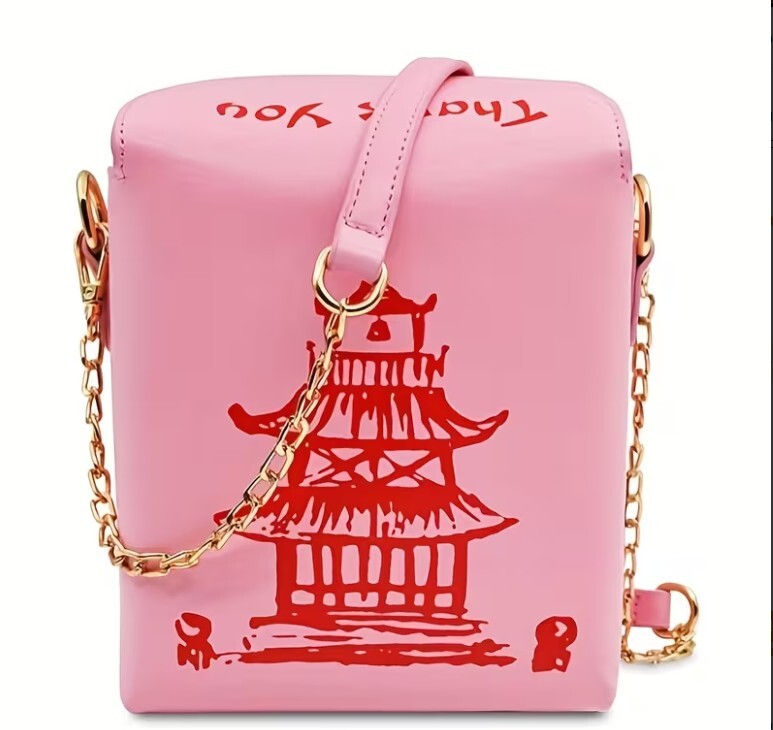 Pink Ustyle Women's Crossbody Bag with Detachable Strap & Chinese Takeaway Box