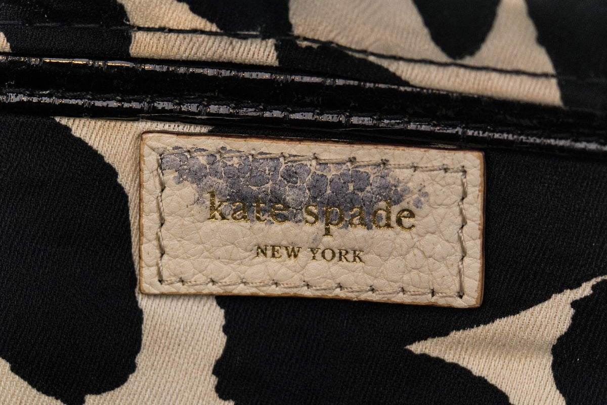 Vintage Kate Spade Black Wicker Cherbourg Leather Roll Clutch Bag READ All Rare