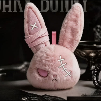 Zombie Pink Plush Bunny Bag Charm Keychain