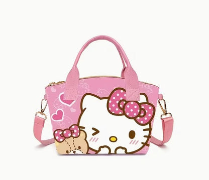 Hello Kitty Pink Mini Handbag with Matching Card Holder and Braided Lanyard Set