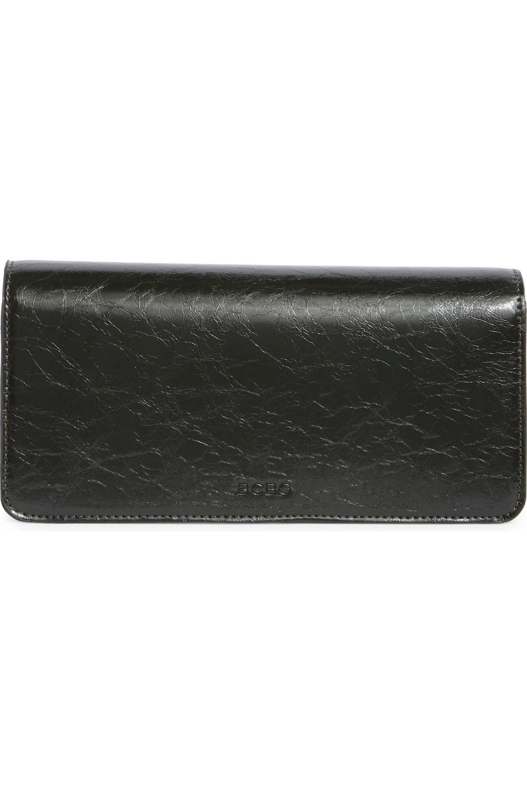 BCBG Bar Hardware Black Metallic Embossed Clutch NWT