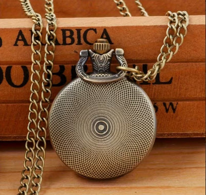 Vintage Style Pocket Watch with Egyptian Eye Design and Chain Eye of Horus