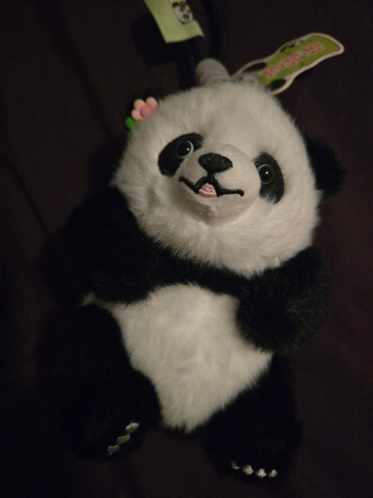 Adorable New Plush Panda Keychain with Flower Accessory