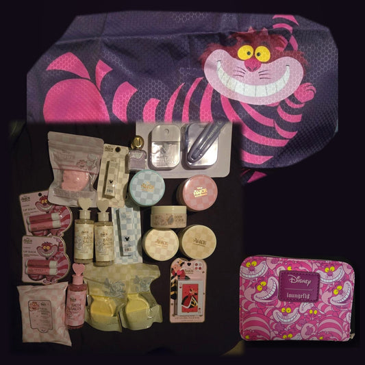 NWT Disney Alice in Wonderland Beauty Gift Bundle Loungefly Cheshire Cat 25 Pc