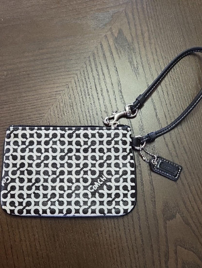 Coach Signature Canvas Wristlet Black White