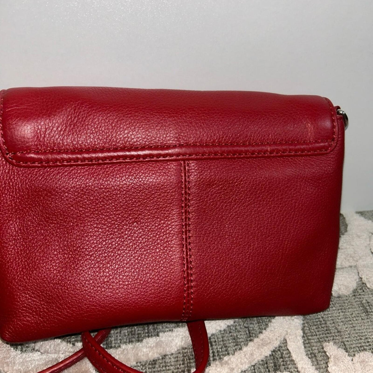 Calvin Klein Red Textured Crossbody Bag with Chain Strap
