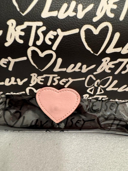 Betsey Johnson Black and White Luv Betsey Heart Crossbody Bag