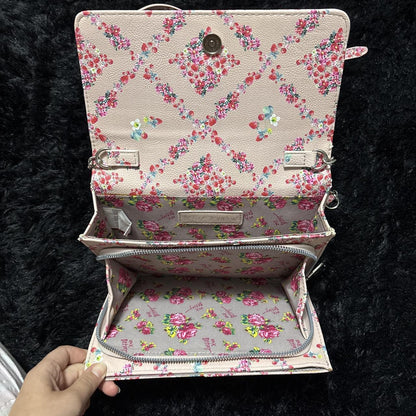 Betsey Johnson Pink Floral Crossbody Bag with Bow Accent - Y2K Style