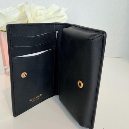 Kate Spade Laurel Way Mikas Pond Darla Black Mini Palm Bifold Wallet NWOT