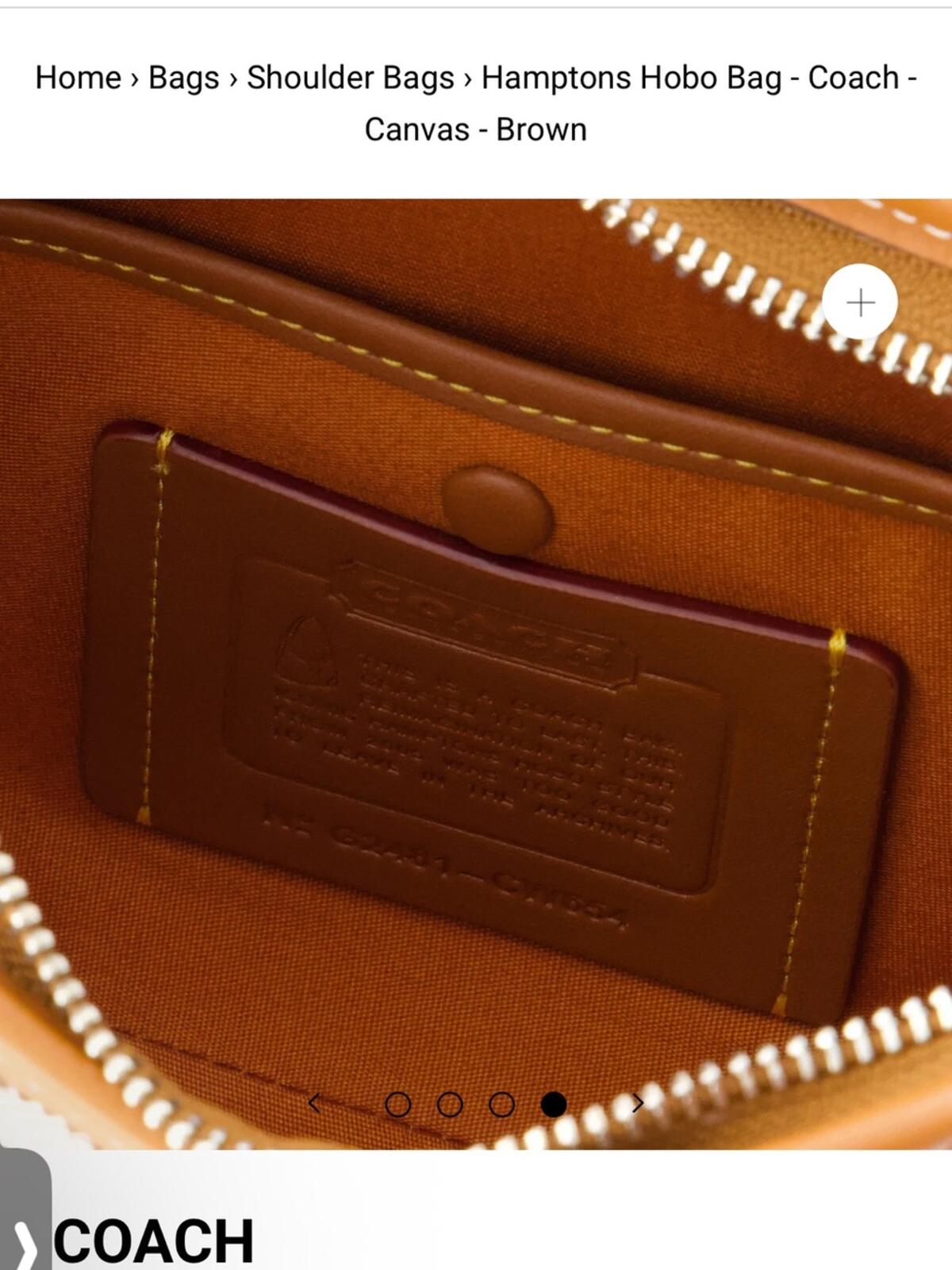 Coach Hamptons Brown Signature Canvas Hobo Shoulder Bag