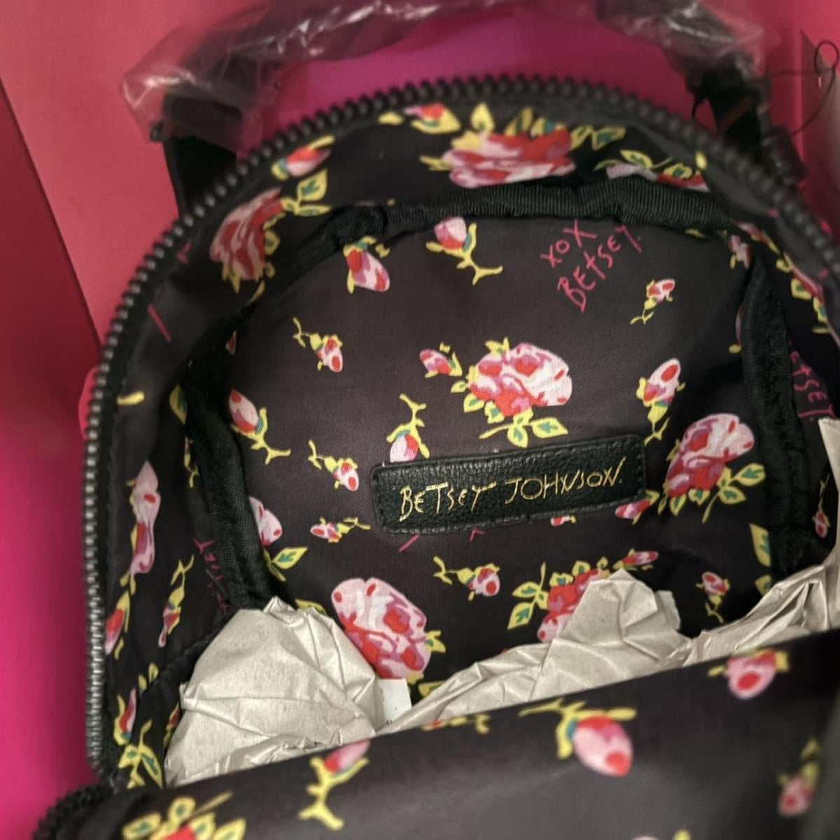 Betsey Johnson Puppy Dog Mini Backpack & Floral Card Case 2pc Gift Box Set NIB