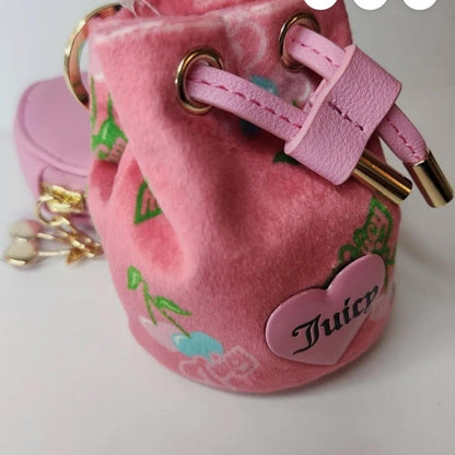 Exclusive JUICY COUTURE PINK HEART MINI DRAWSTRING BAG W CHARM NWT