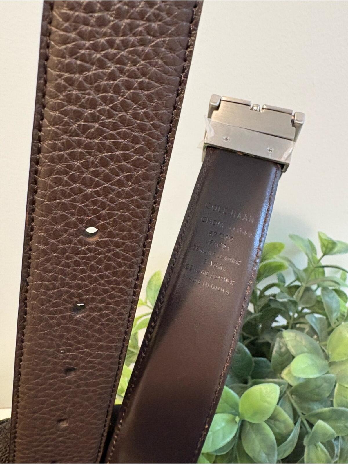 NWOT Cole Haan Reversible Leather Belt with Silver Buckle