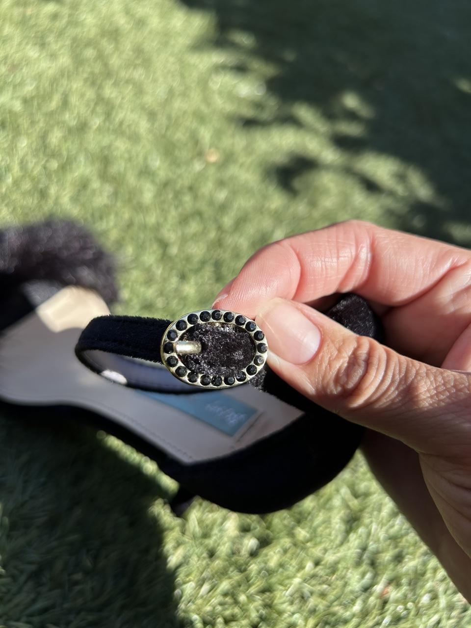 Betsey Johnson Black Faux Fur Ankle Strap Stiletto Sandal Heels Size 9